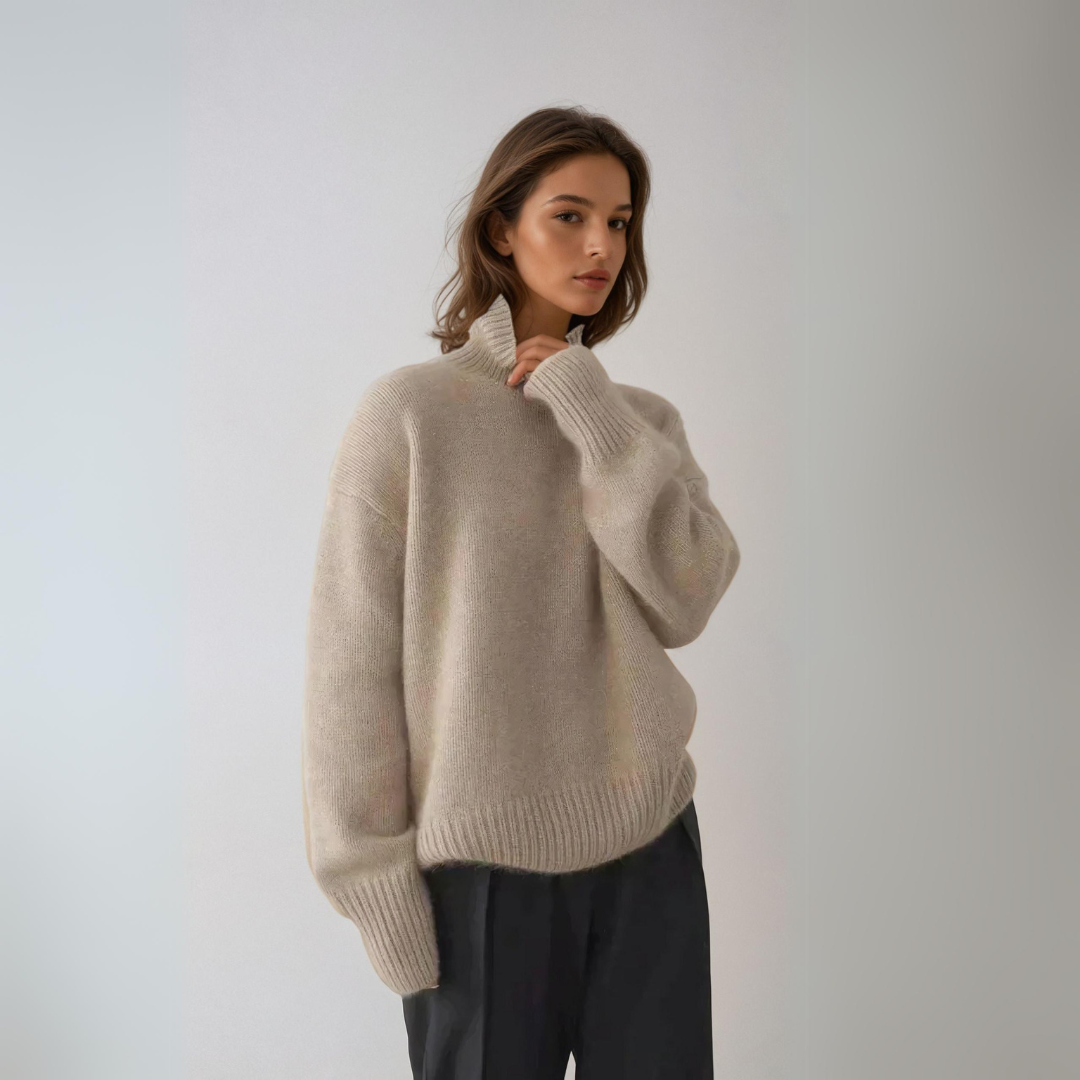 Aya Pull Col Roulé Oversize en Cachemire